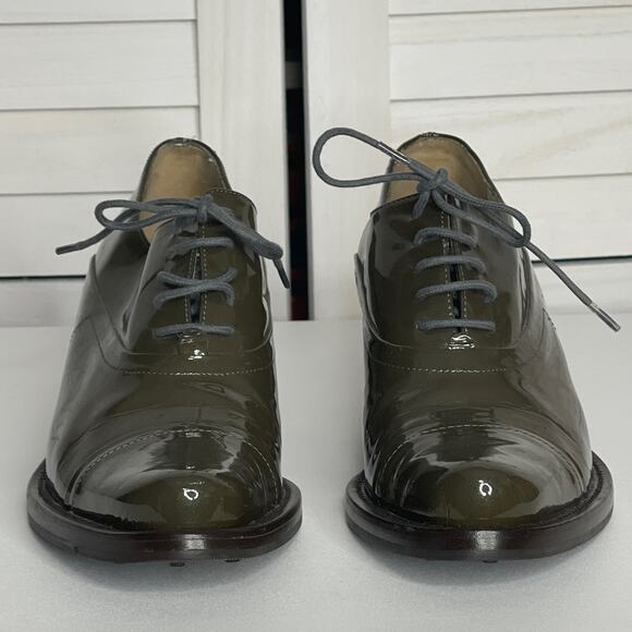 Vintage Prada Army Green Lace Up Oxford Size 35.5 - Picture 2 of 8